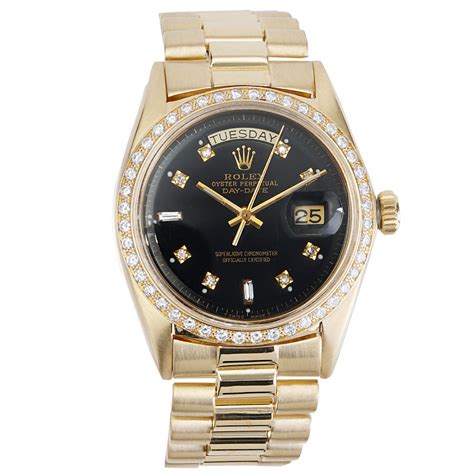 gold rolex presidential black dial|rolex 18kt president 36mm watch.